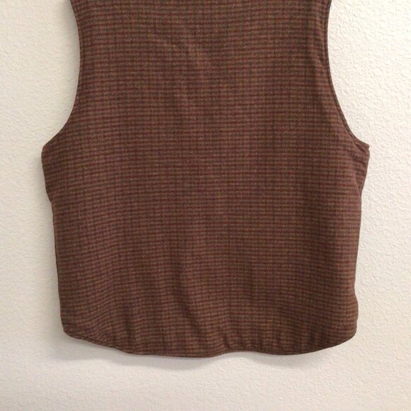 Woolrich Teton Vest Mens Large Wool Blend Sherpa Lined Brown Houndstooth Zip - Picture 7 of 11